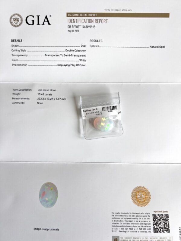 Witte opaal GIA certificaat